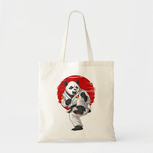 Bolsa Tote Panda Bear Karate Kickboxing Kung Fu Taekwondo Mar (Frente)