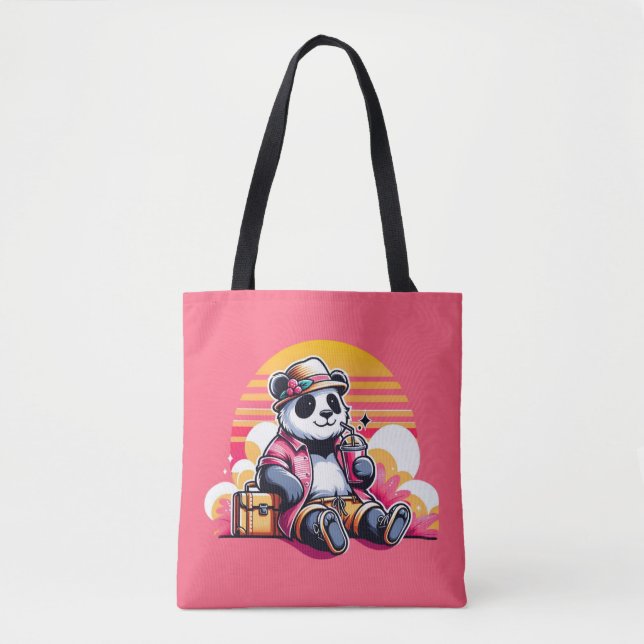 Bolsa Tote Panda Bebendo Juice Elegant (Frente)