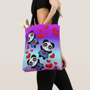 Bolsa Tote Panda Bonito e bonita com coração amado para Compr