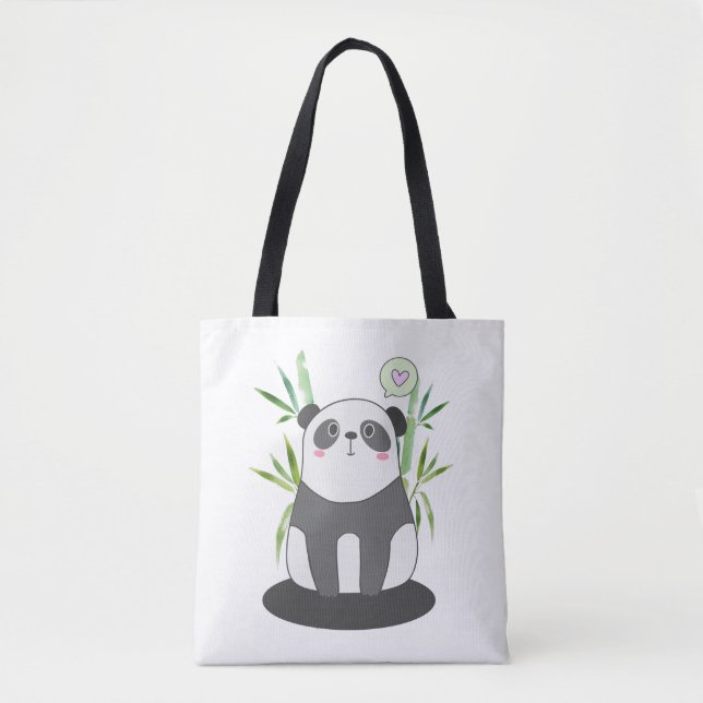 Bolsa Tote Panda branca e negra em bambu (Frente)