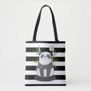 Bolsa Tote Panda branca e negra em bambu