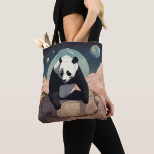 Bolsa Tote "Panda Chic: Trendy Carregar Bag com uma Torre Gir