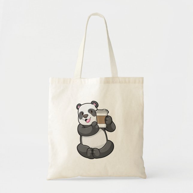 Bolsa Tote Panda com café para ir (Frente)