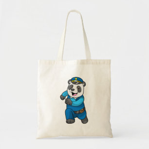 Bolsa Tote Panda como agente da polícia com chapéu da polícia