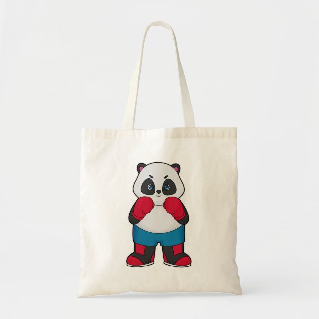 Bolsa Tote Panda como Boxer com luvas "in a box" (Frente)