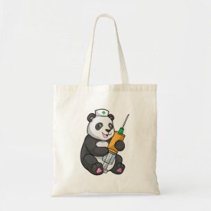 Bolsa Tote Panda como enfermeira com seringa