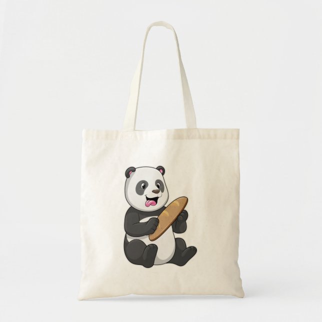 Bolsa Tote Panda como padeiro com pão (Frente)
