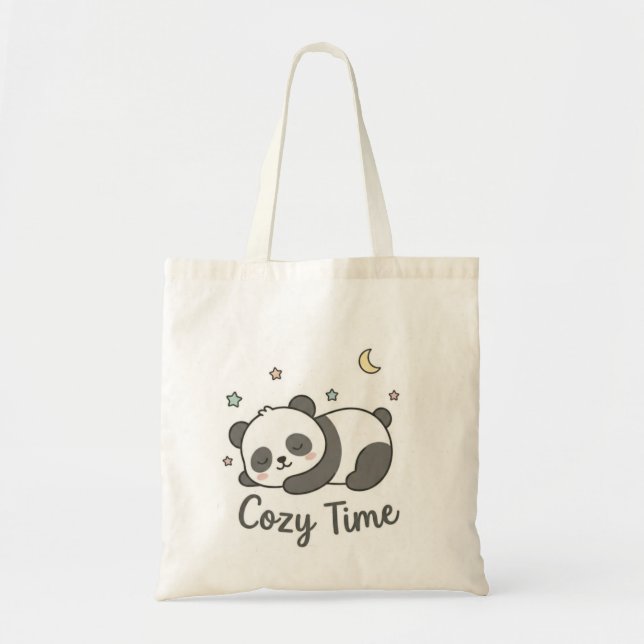 Bolsa Tote Panda Cozy Time | Bolsa de Animal Kawai (Frente)