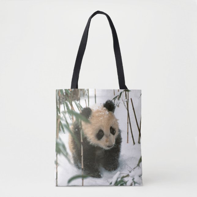 Bolsa Tote Panda cub na neve, Wolong, Sichuan, China (Frente)