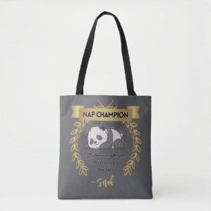 Bolsa Tote Panda Divertido Personalizável Campeão de Soneca