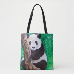 Bolsa Tote Panda em pintura em árvore
