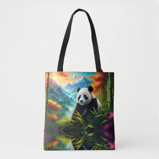 Bolsa Tote Panda gigante na floresta de Bamboo na montanha (Frente)