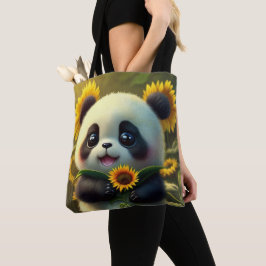 Bolsa Tote Panda-Girassol (2 caras):