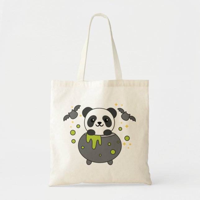 Bolsa Tote Panda Happy Halloween Cauldron Bat Tote Bag (Frente)