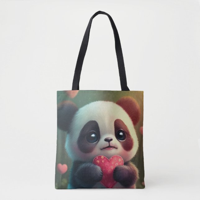 Bolsa Tote Panda Heart (2 caras): (Frente)