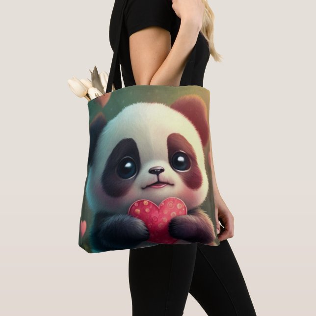 Bolsa Tote Panda Heart (2 caras): (Close Up)