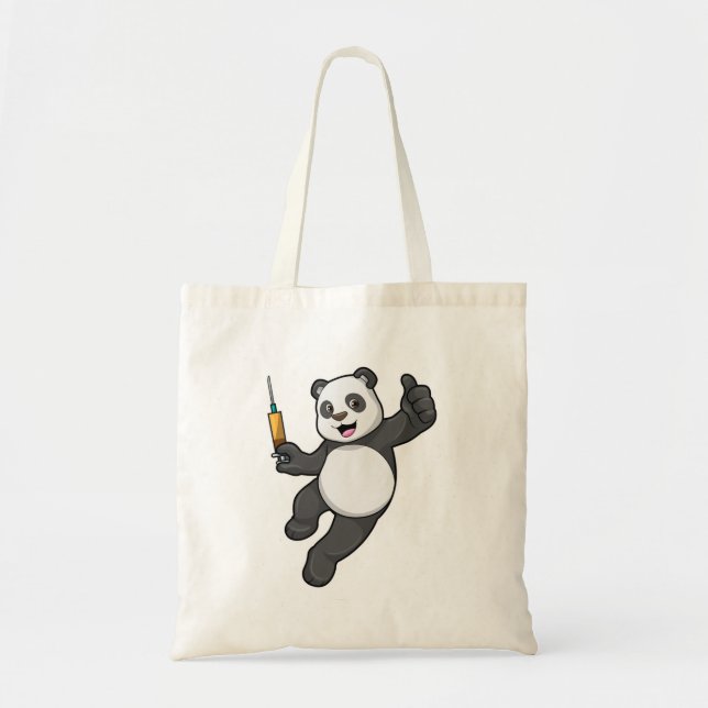 Bolsa Tote Panda na Vacinação com Seringa (Frente)