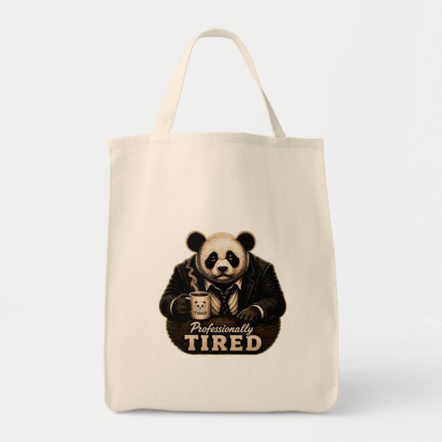 Bolsa Tote Panda Profissionalmente Cansado Amante de Café (Frente)