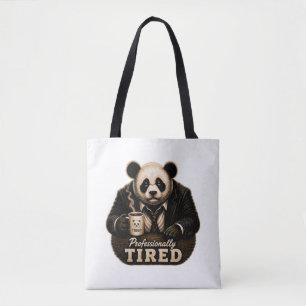 Bolsa Tote Panda Profissionalmente Cansado Amante de Café