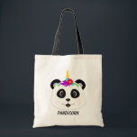 Bolsa Tote Panda Unicorn Bonita<br><div class="desc">Cara de panda bonita com coroa de flor unicórnio.</div>