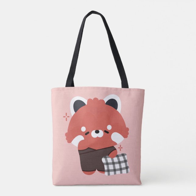 Bolsa Tote Panda Vermelha Bonita com Sono (Verso)