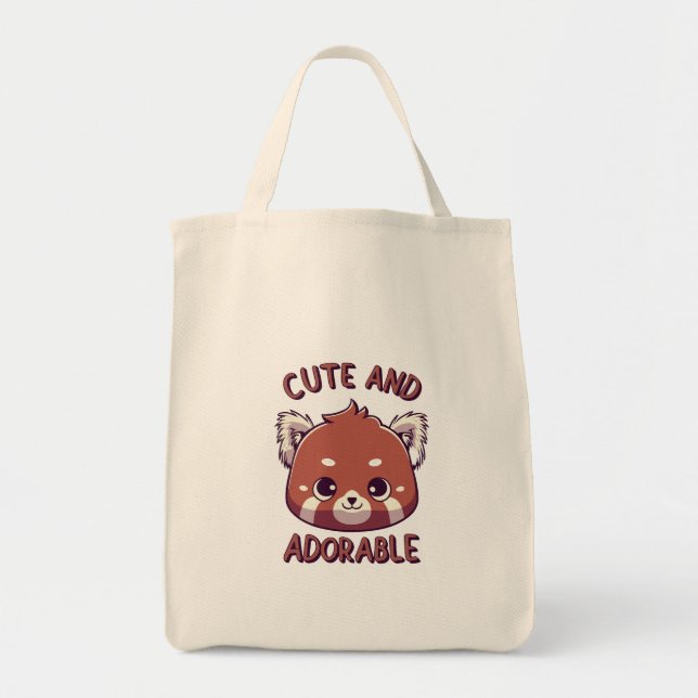 Bolsa Tote Panda Vermelha Bonita e Adorável (Frente)