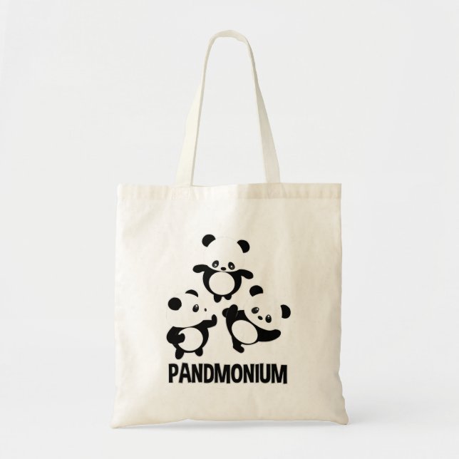 Bolsa Tote Pandamónio TShirt Engraçado Panda Bear Pun Tee (Frente)