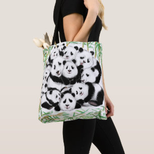 Bolsa Tote Pandas Bonitas - Grande Abraço - Divertido - Pint