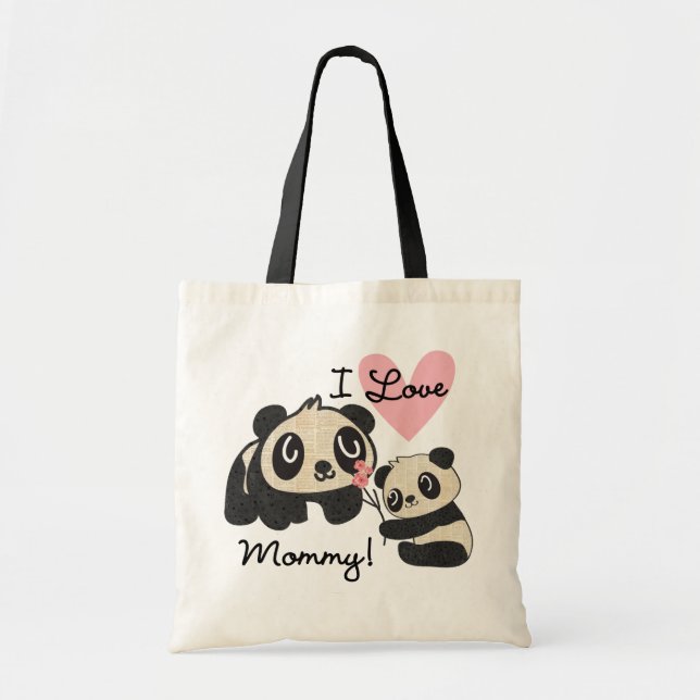 Bolsa Tote Pandas eu amo mamães (Frente)