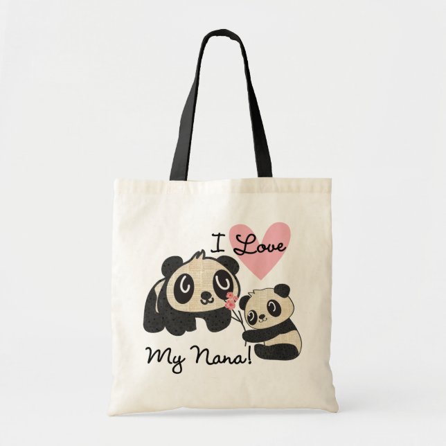 Bolsa Tote Pandas eu amo minha Nana (Frente)