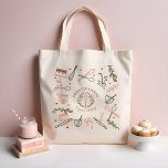 Bolsa Tote Panificação de Utensílios Rosa e Verde Azeitona<br><div class="desc">Bolsa de panificação moderna e quic apresenta um sortido de nossos cozinhar puxados à mão e utensílios pancadores (uísque, saco de canalizações, saco de pastelaria, misturador de bancas, colher e pino rolante) Os utensílios estão dispostos em torno do saco. Uma bela paleta colorida de tonalidades cor-de-rosa pincelado e verde-oliva cria...</div>