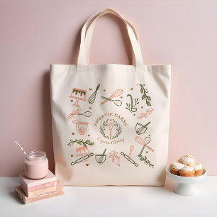 Bolsa Tote Panificação de Utensílios Rosa e Verde Azeitona