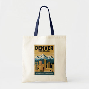 Bolsa Tote Panorama de Denver Colorado Viagem Arte Vintage