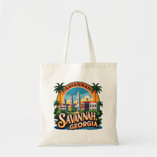 Bolsa Tote Panorama de Savannah Geórgia