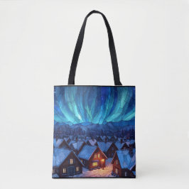 Bolsa Tote Panoramic Stained Glass Winter Village