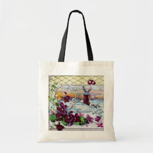 Bolsa Tote Pansias ROMANTICA,Violetas,Floral de inverno