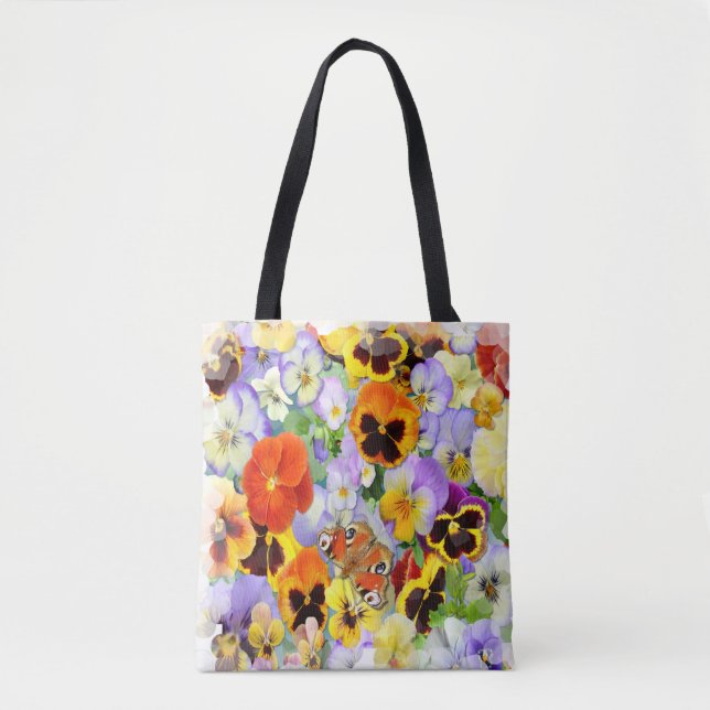 Bolsa Tote Pansy e Borboleta (Frente)