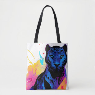 Bolsa Tote Pantera Natureza Selvagem Pintura De Cor Animal