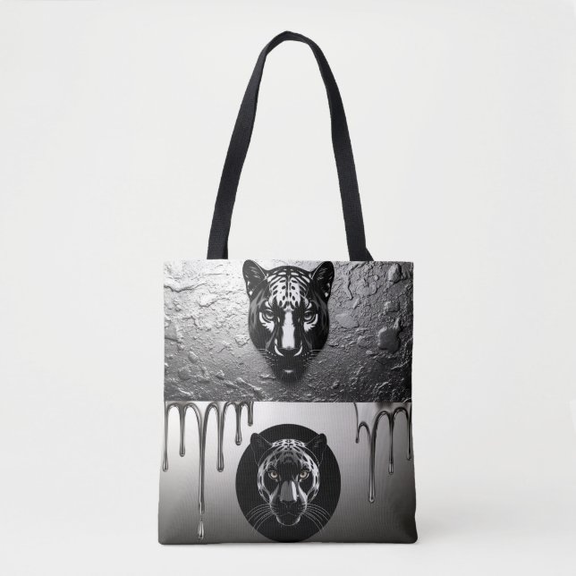 Bolsa Tote Pantera negra com detalhes de gotas de água 🐆 (Frente)