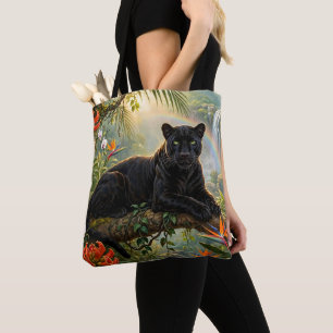 Bolsa Tote Pantera Negra Quedas de Água Flores da Selva do Qu