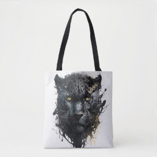 Bolsa Tote Panther Retrato Animal Pintura Animais Selvagem ao