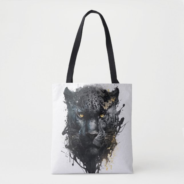 Bolsa Tote Panther Retrato Animal Pintura Animais Selvagem ao (Frente)