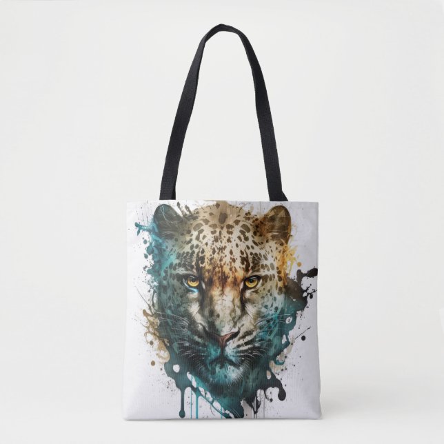 Bolsa Tote Panther Retrato Animal Pintura Animais Selvagem ao (Frente)