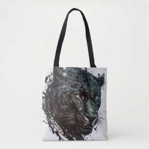 Bolsa Tote Panther Retrato Animal Pintura Animais Selvagem ao