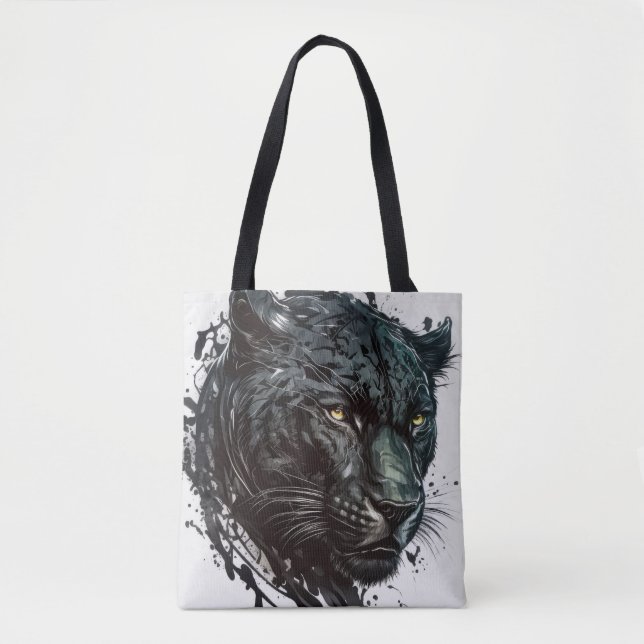 Bolsa Tote Panther Retrato Animal Pintura Animais Selvagem ao (Frente)