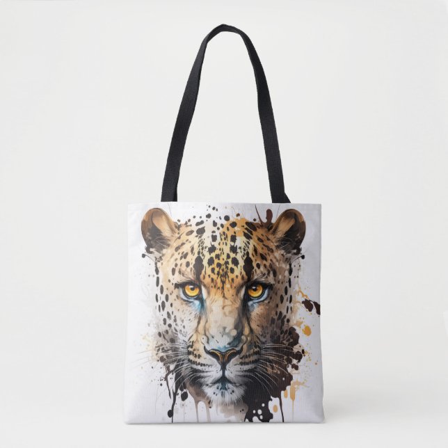 Bolsa Tote Panther Retrato Animal Pintura Animais Selvagem ao (Frente)