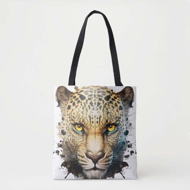 Bolsa Tote Panther Retrato Animal Pintura Animais Selvagem ao (Frente)