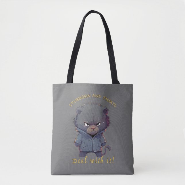 Bolsa Tote Panther Stubborn Lida Com Ele Engraçado Adorável (Frente)
