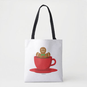 Bolsa Tote Pão De Gengibre Que Se Relaxa Na Taça Vermelha De