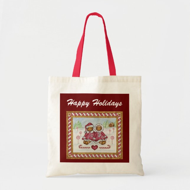 Bolsa Tote Pão de gengibre Saco de Natal (Frente)